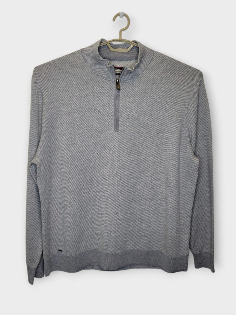 Untuckit Extra Fine Merino Wool 1/4 Zip Sweater XXXL Light Gray